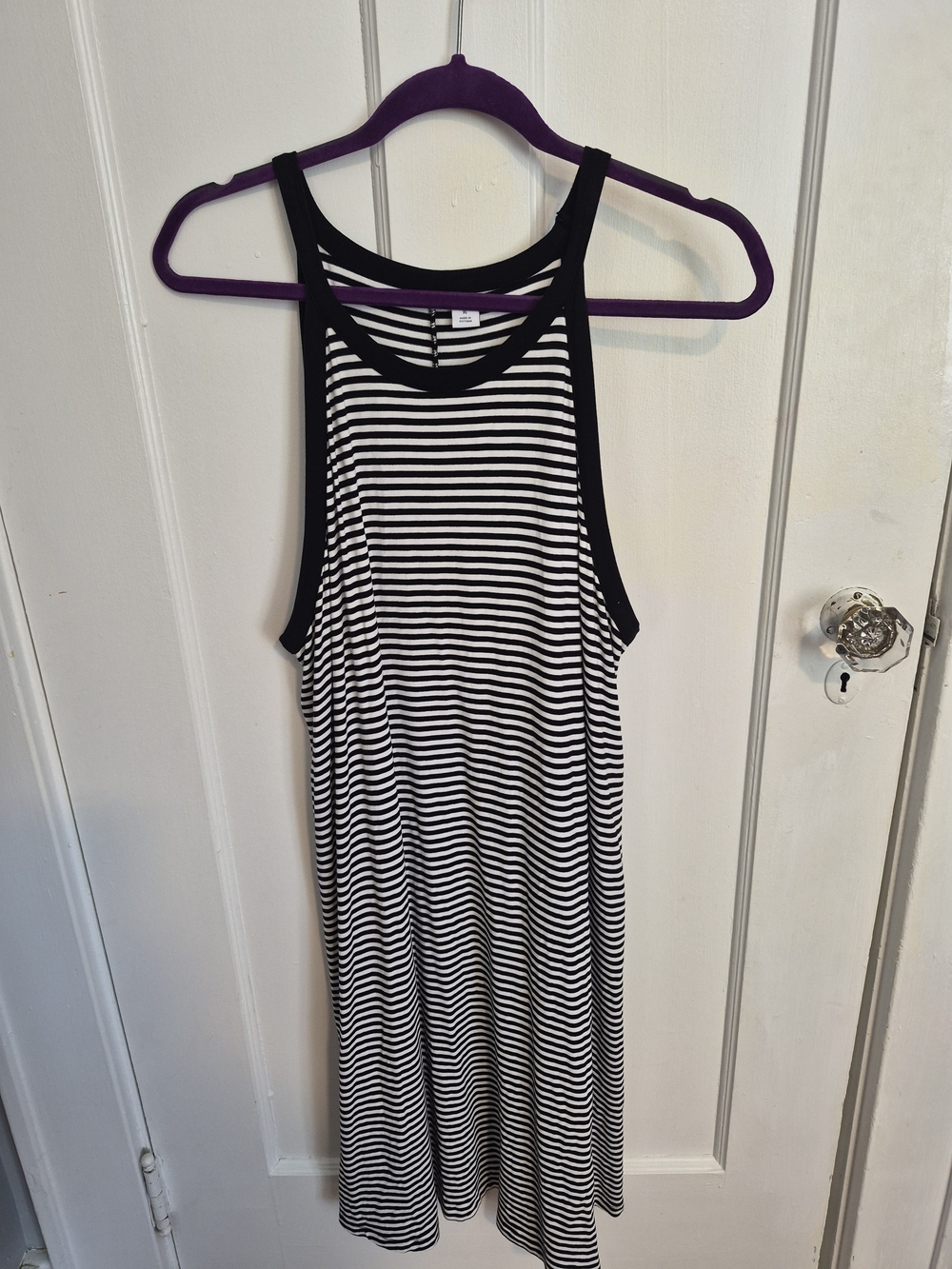 Old Navy Black and White Striped Tank Dress